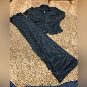 Verawang; Women’s pajama set; sz Large; deep green/black/pink